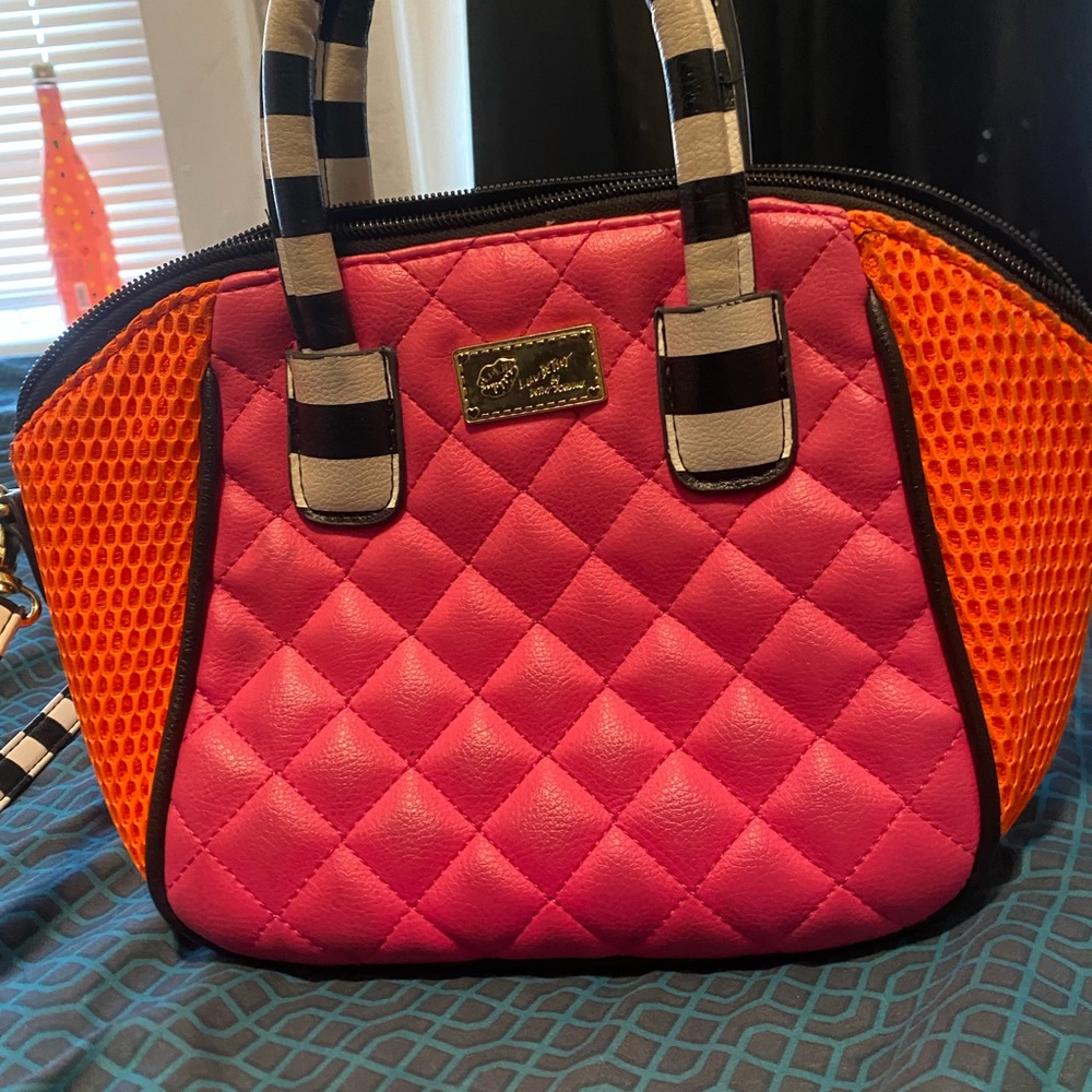 Luv Betsey by Betsey Johnson Quilted Pink and Orange Women's Satchel by